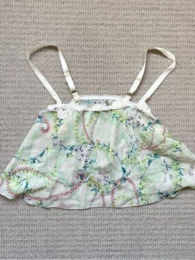 Hanky Panky Green Floral Lace Trim Cami Top